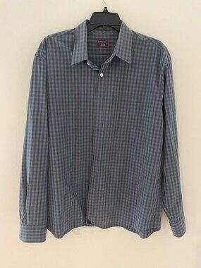 UNTUCKit Mens long sleeve button down shirt XL, cotton blue/gray plaid
